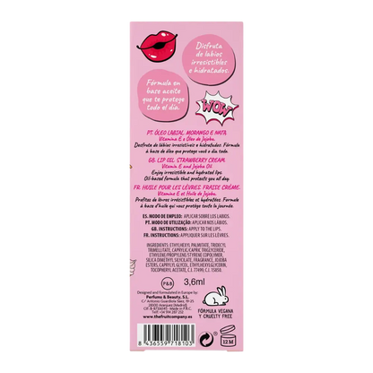 Óleo labial hidratante Morango e Nata The Fruit Company com vitamina E e óleo de jojoba