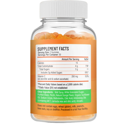 tabela nutricional vitamina c gomas 250mg ingredientes suplemento alimentar